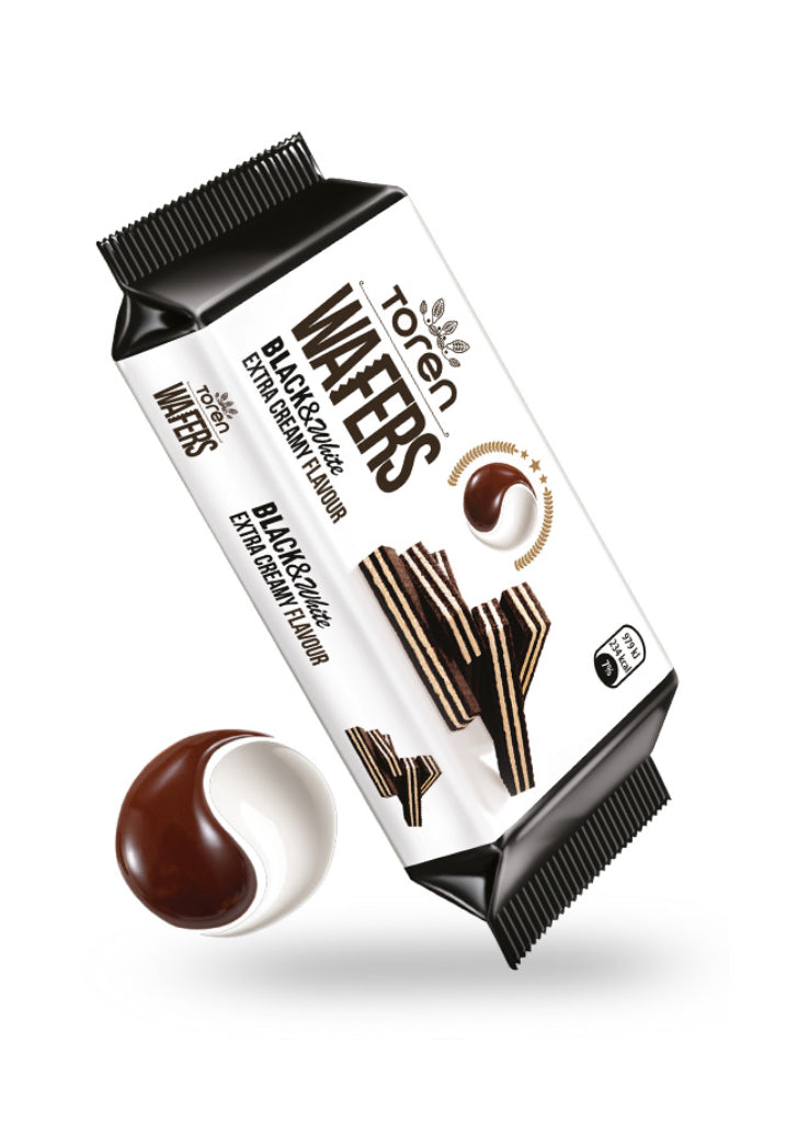 Toren wafers black and white cream cream wafer 55g 24pk