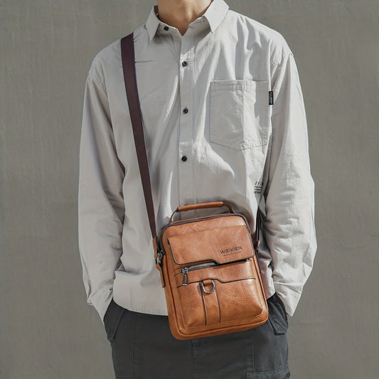 Men's New PU Leather Shoulder Crossbody Bag