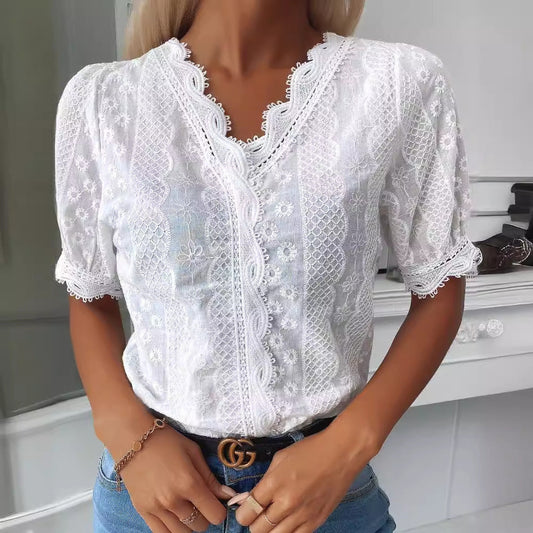 Women's Fashionable Personalized Lace Top Shirt