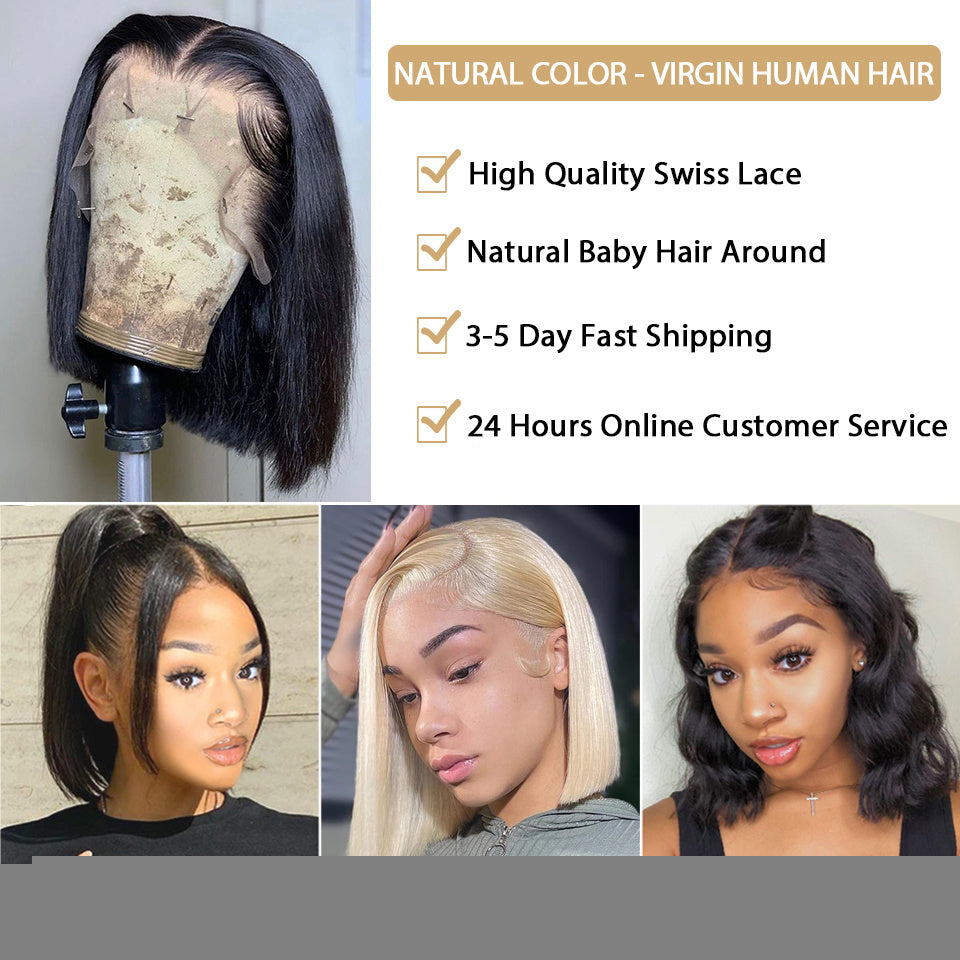 Short Bob Straight Lace Front Wig Human Hair