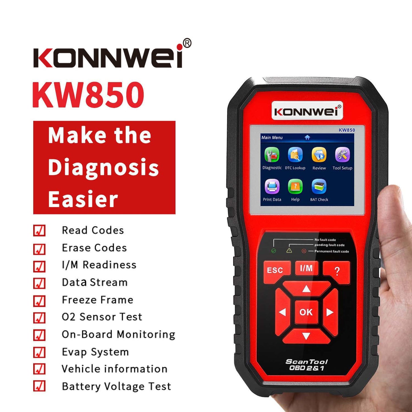 KW850 OBD2 Car Code Reader