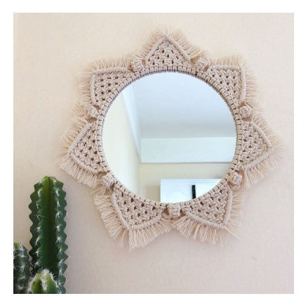 Sunflower Heart Mirror, Handmade Tapestry Decor