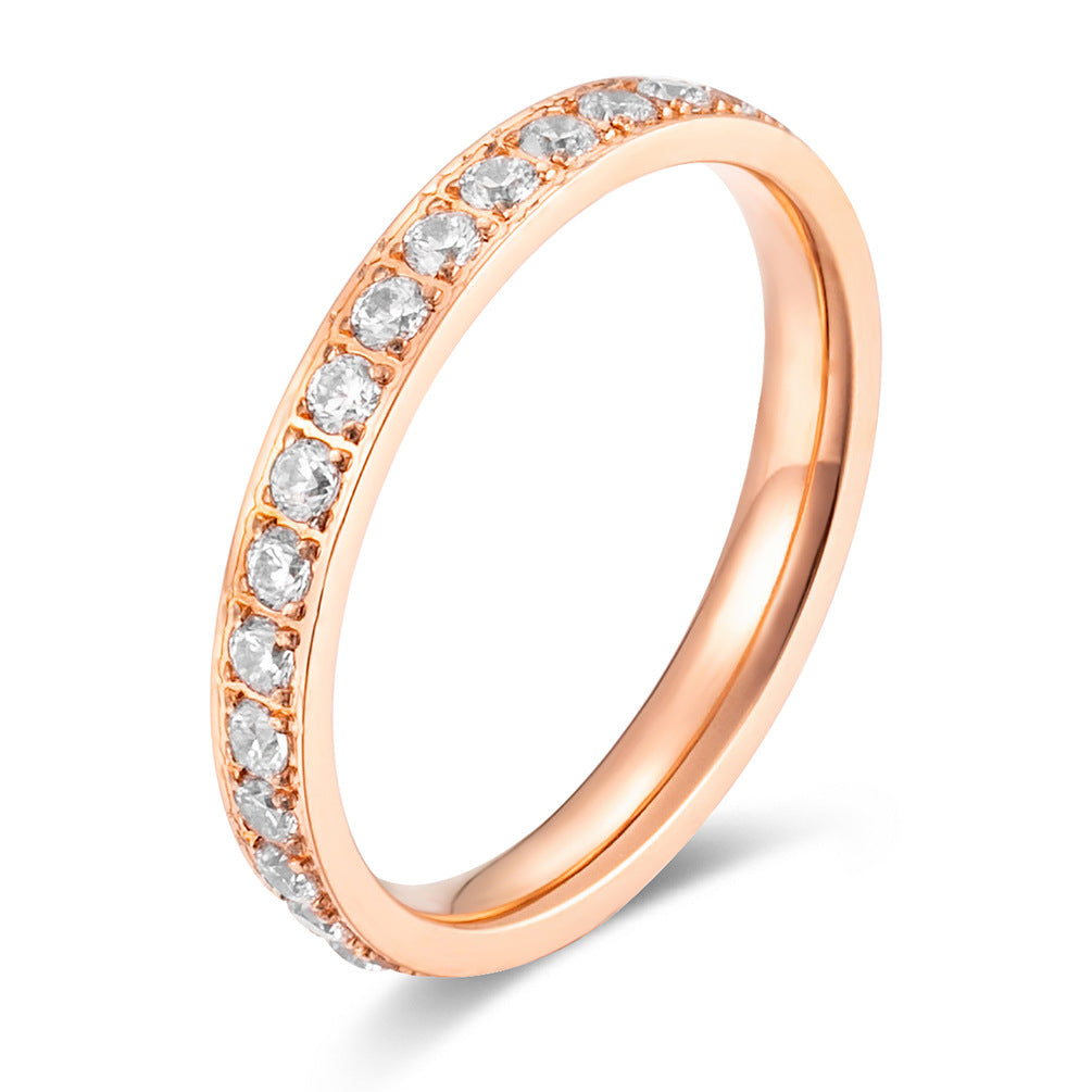 Diamond Titanium Steel Stackable Women's Ring