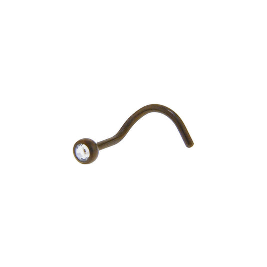 Grade 23 Titanium Bronze Crystalline Gem Nose Ring
