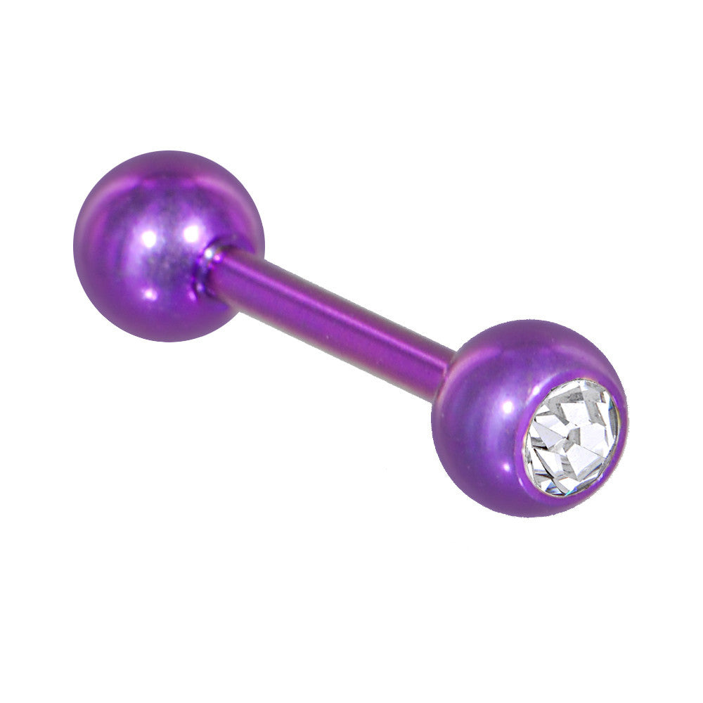 Solid Titanium Double Gem Purple Barbell 5/16-4mm