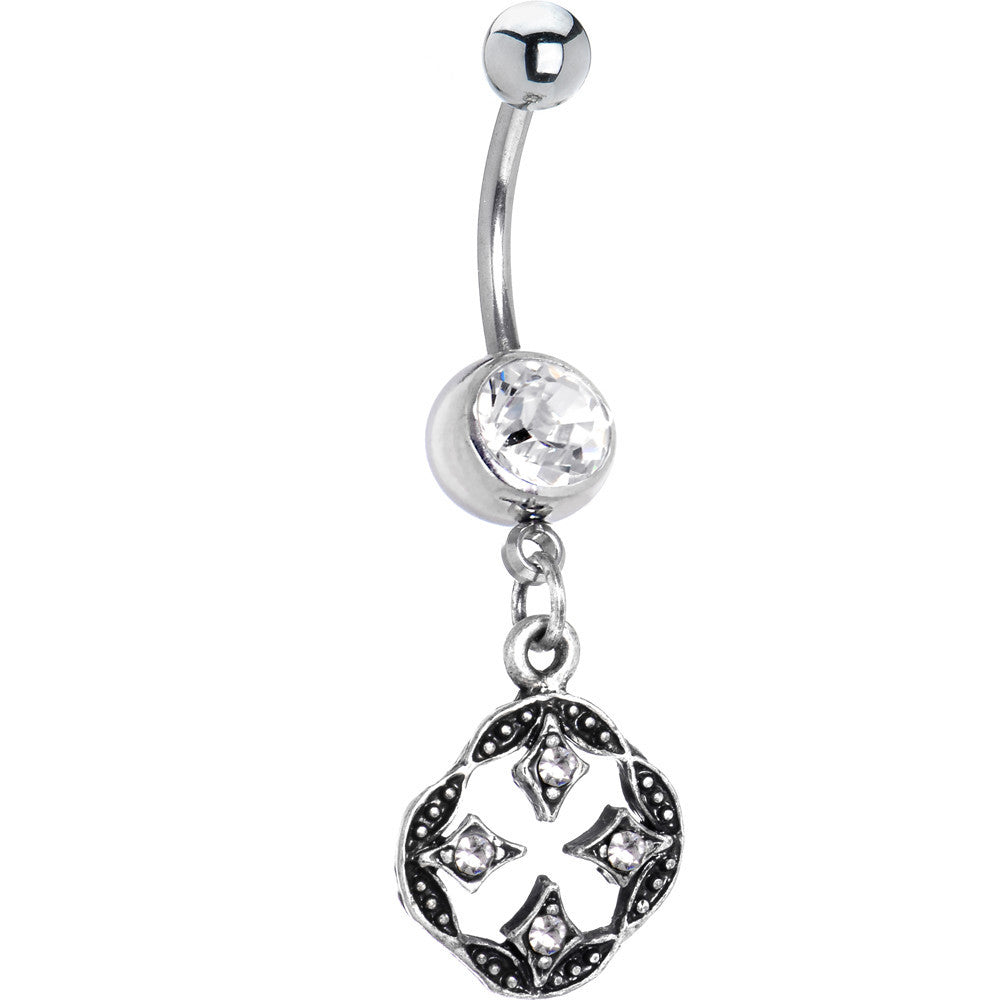 Mystical Crystalline Gem Dangle Banana Belly Ring
