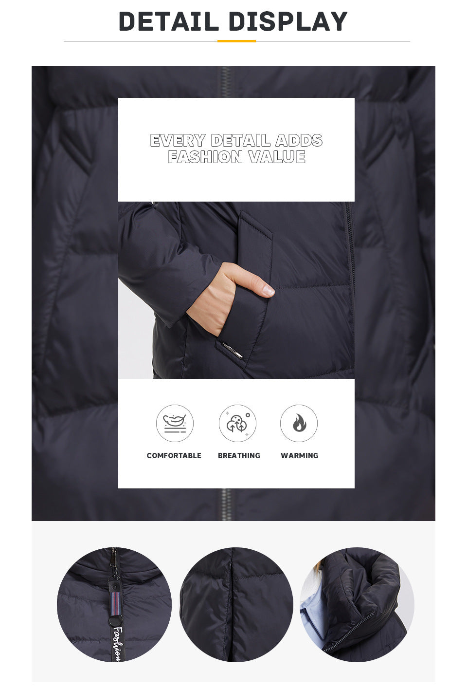 Extra Long Hooded Thermal Windproof Coat