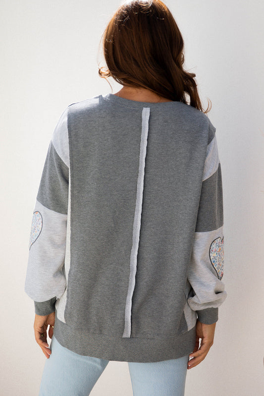Valentine LOVE Floral Patchwork Reverse Seam Sweatshirt
