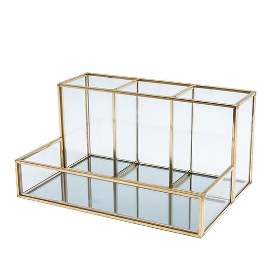 Golden Glass Makeup Organizer