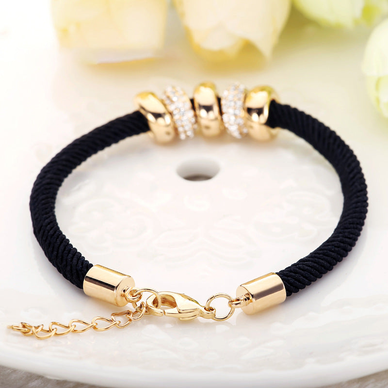 Trendy Black Electroplated Rope Bracelet