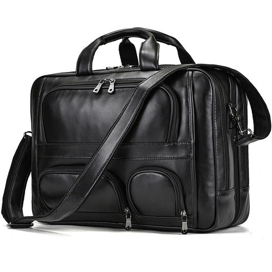 Men's Leather Briefcase Large Capacity 17-inch