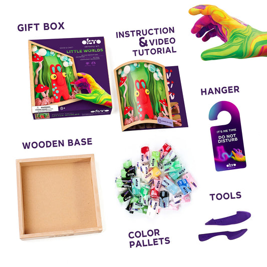 OKTO Little Worlds — Mommy Troll — Foam Air‑Dry Clay Wooden Art Kit (~8.3″ Square) — Ages 8+