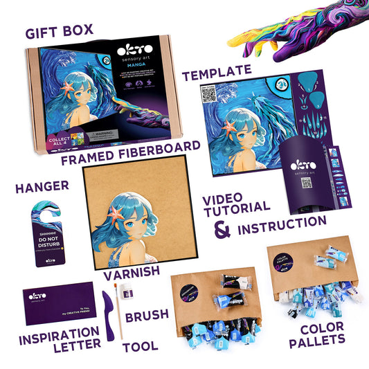 OKTO Manga Elements — Water — 3D Clay Canvas Kit (11.8×15.7 in) — Ages 10+