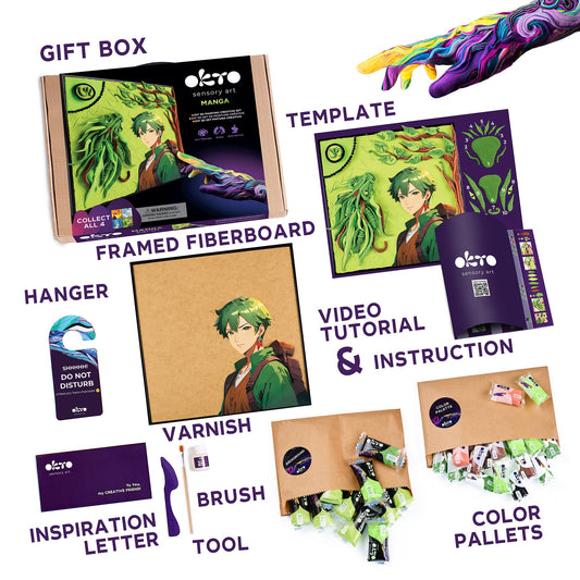 OKTO Manga Elements — Earth — 3D Clay Canvas Kit (11.8×15.7 in) — Ages 10+