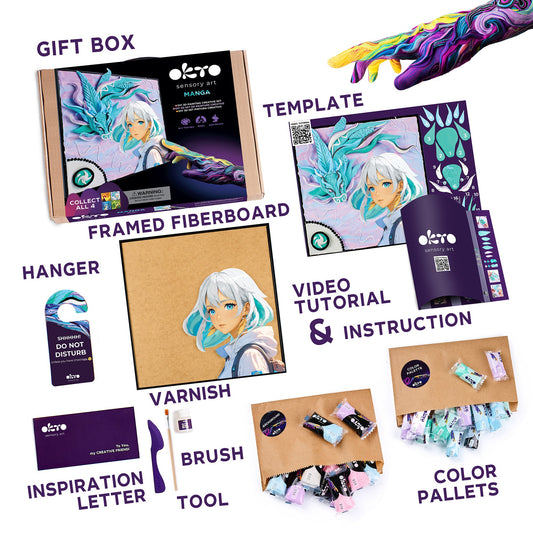 OKTO Manga Elements — Air — 3D Clay Canvas Kit (11.8×15.7 in) — Ages 10+