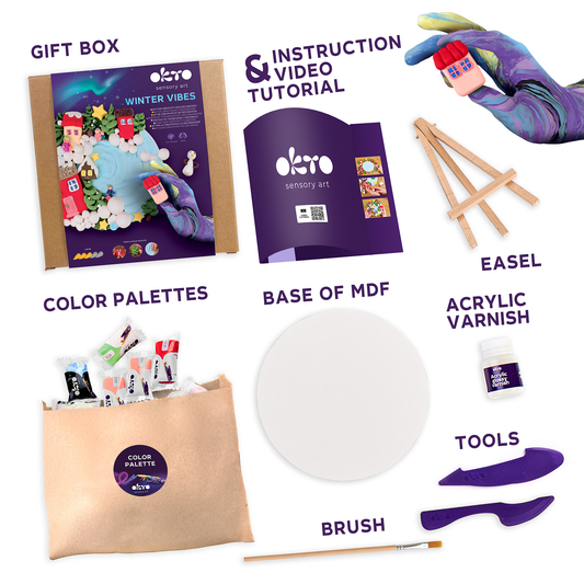 OKTO Air-Dry Clay 3D Painting Kit – 3D Winter Vibes (11.4 x 11.4 in)