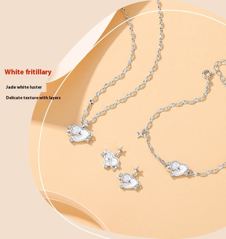 Senz Track Sterling Silver Heart Clavicle Chain