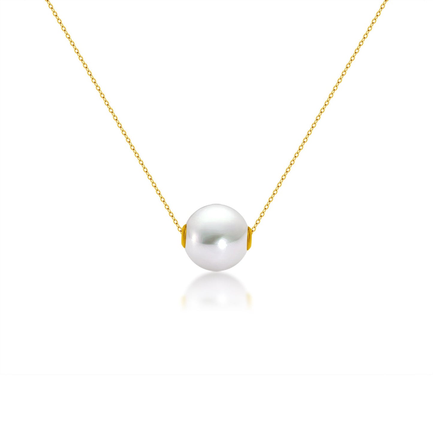 18K Gold Round Pearl Necklace Clavicle Chain