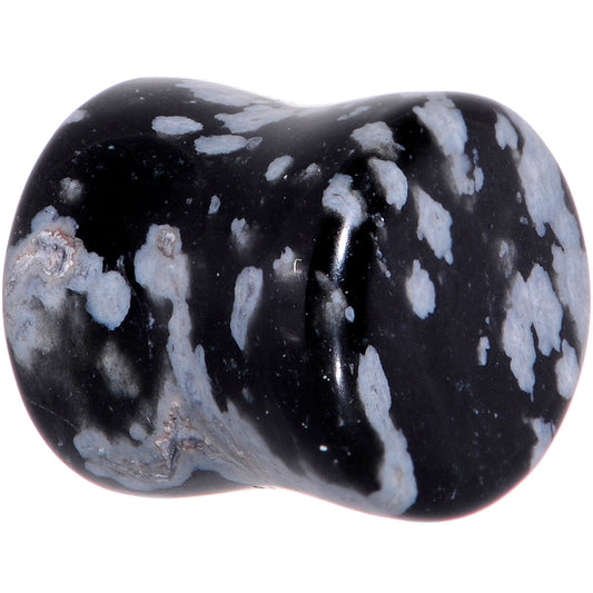 0G Obsidian Snowflake Natural Stone Saddle Plug Set