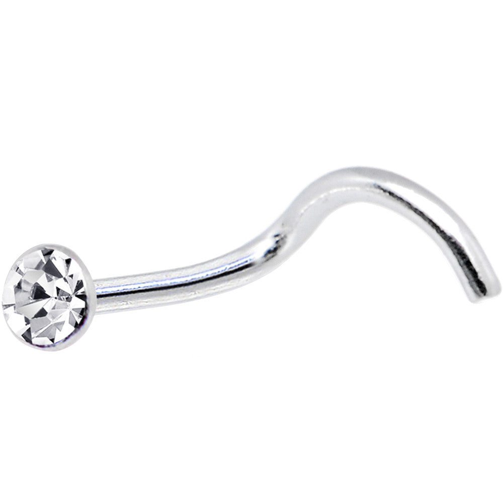 Sterling Silver 1.6mm Clear Nose Ring Created with Crystals