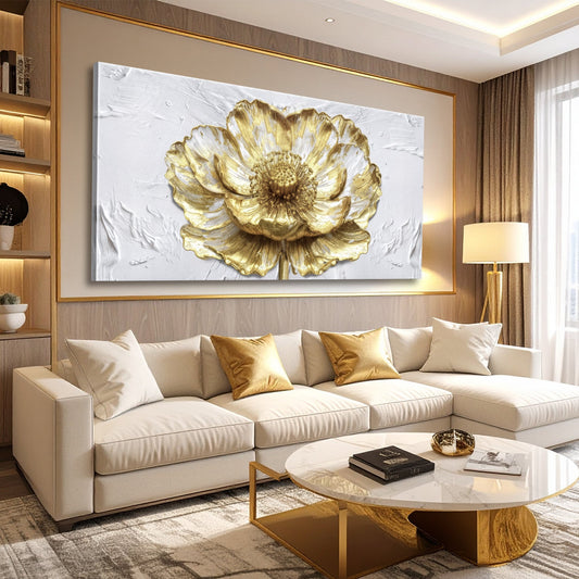 Golden Dandelion Minimalist Abstract Wall Art V