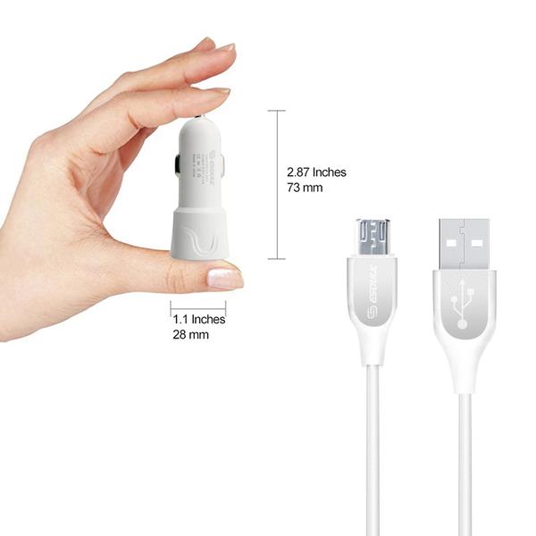 Esoulk 12W 2.4A Dual USB Travel Car Charger With 5FT Micro USB Charging Cable