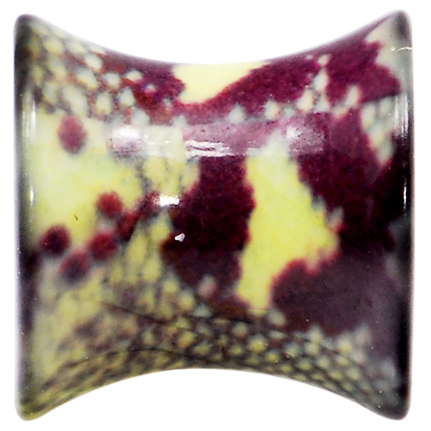 0G Green Snake Skin Acrylic Saddle Plug