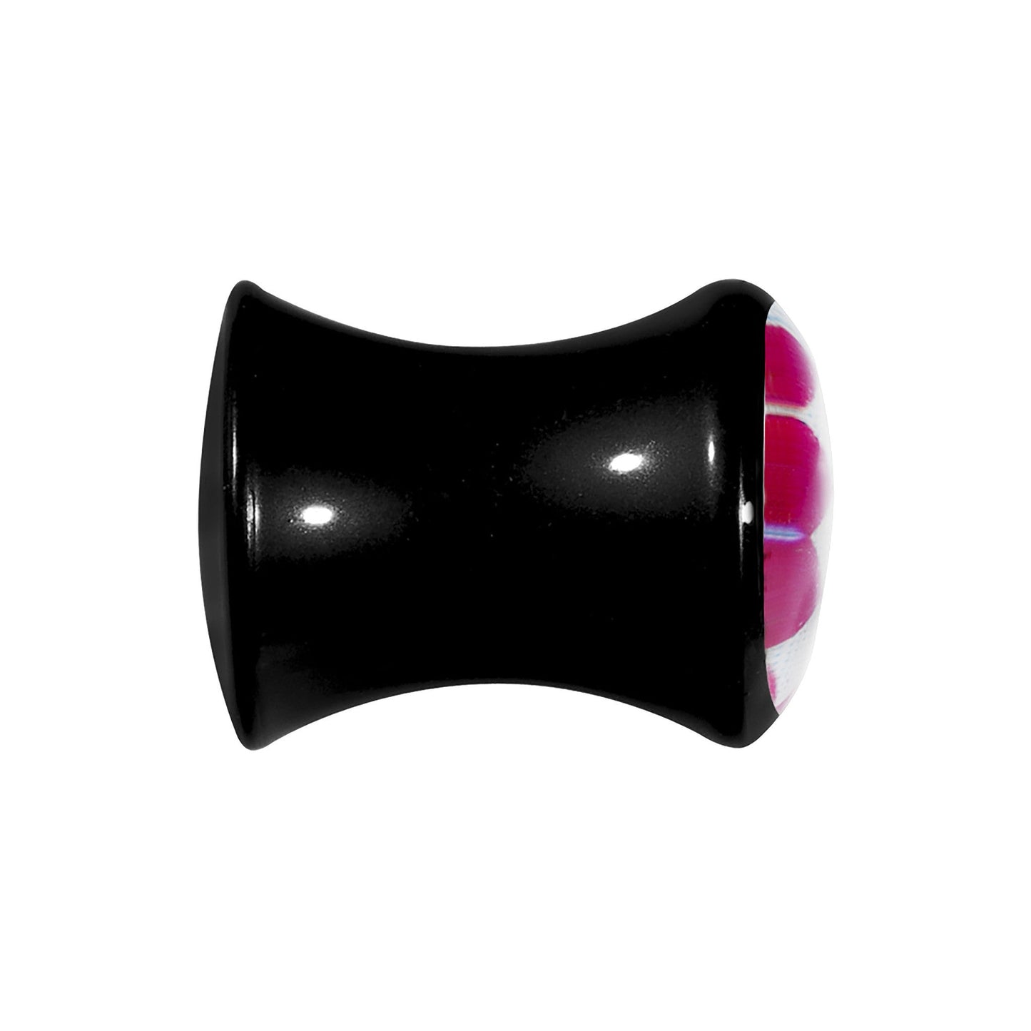 0G Black Acrylic Pink and White Checkerboard Saddle Plug