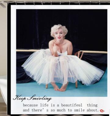 3D Afro Girl Shower Curtain Blue Hair