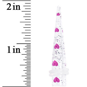 0G Clear Acrylic Glitter Purple Heart Confetti Taper