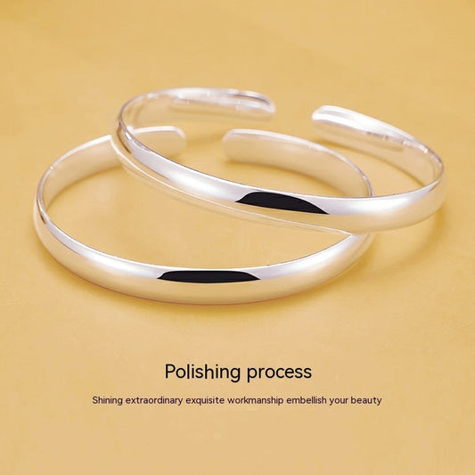 999 Sterling Silver Glossy Heart Sutra Bracelet Sterling Silver