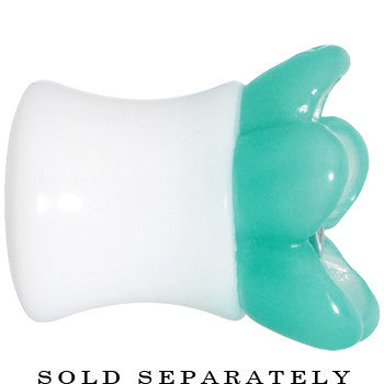 0G Acrylic Aqua Flower Saddle Plug