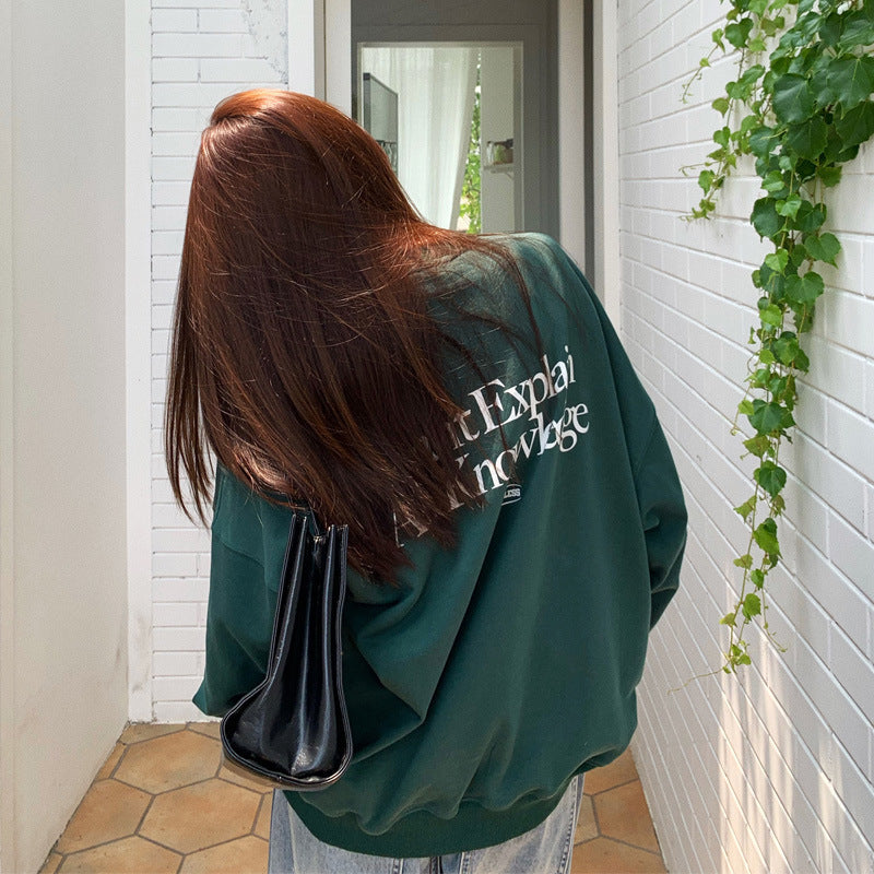 Fleece-Lined Loose Casual Pullover