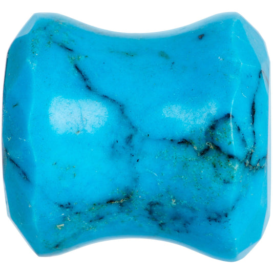 00G Turquoise Natural Stone Faceted Saddle Plug Set