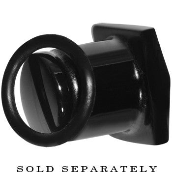 1/2 Black Agate Semi Precious Stone Pyramid Top Plug