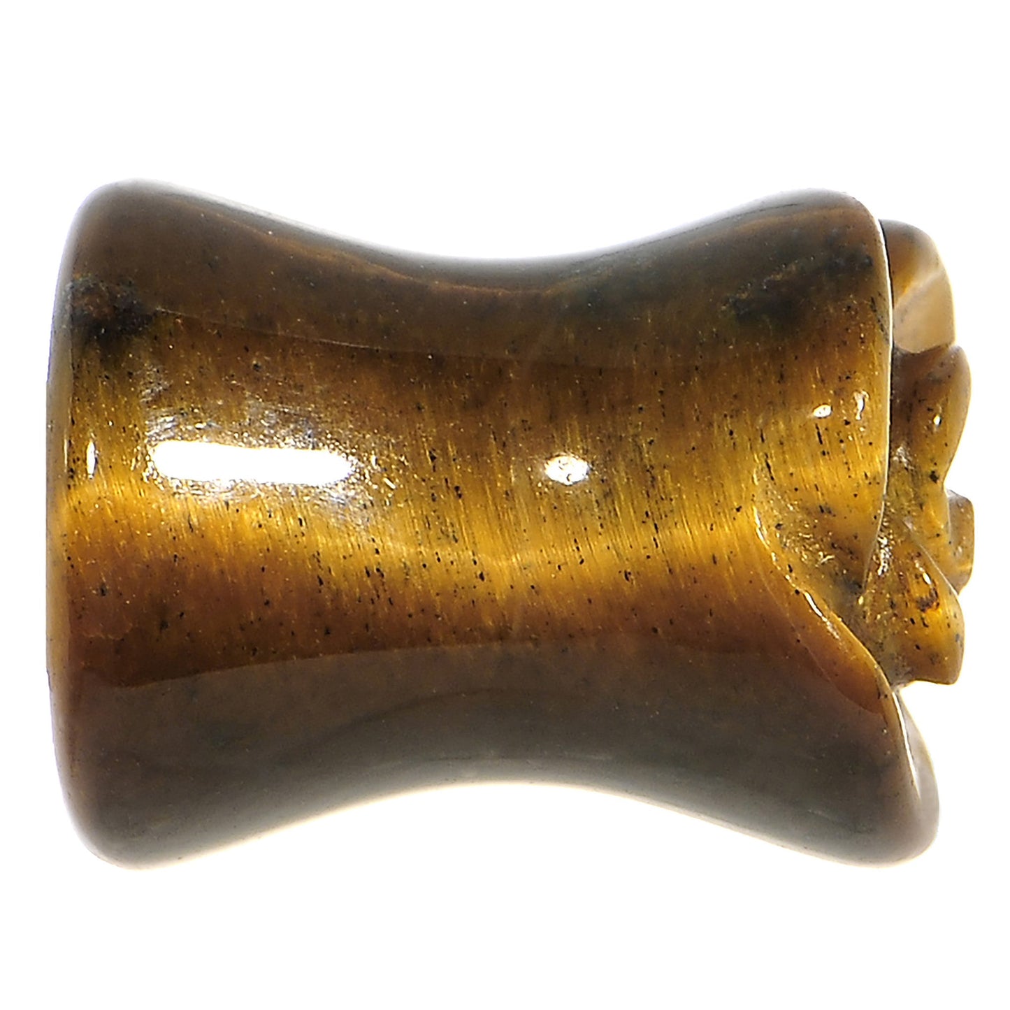 0G Natural Tiger Eye Blooming Flower Stone Saddle Plug