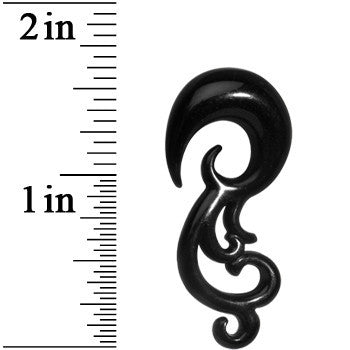 0G Black Acrylic Southwestern Swirls Taper Spiral Plug