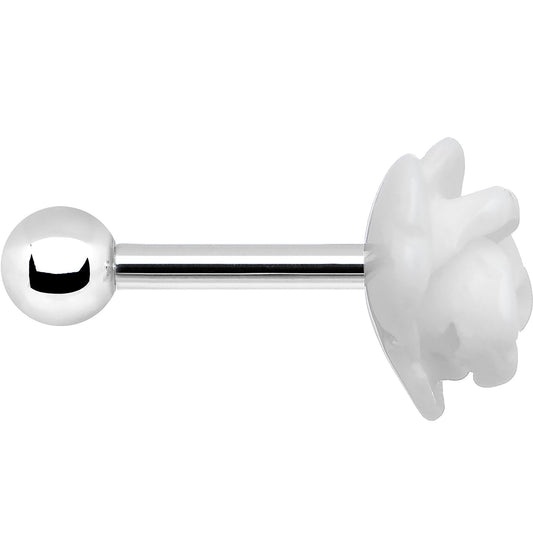 16G 1/4 White Acrylic Rose Flower Tragus Cartilage Earring