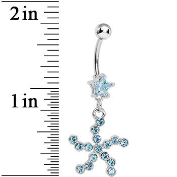 Aqua Star Gem Aqua Starfish Dangle Belly Ring