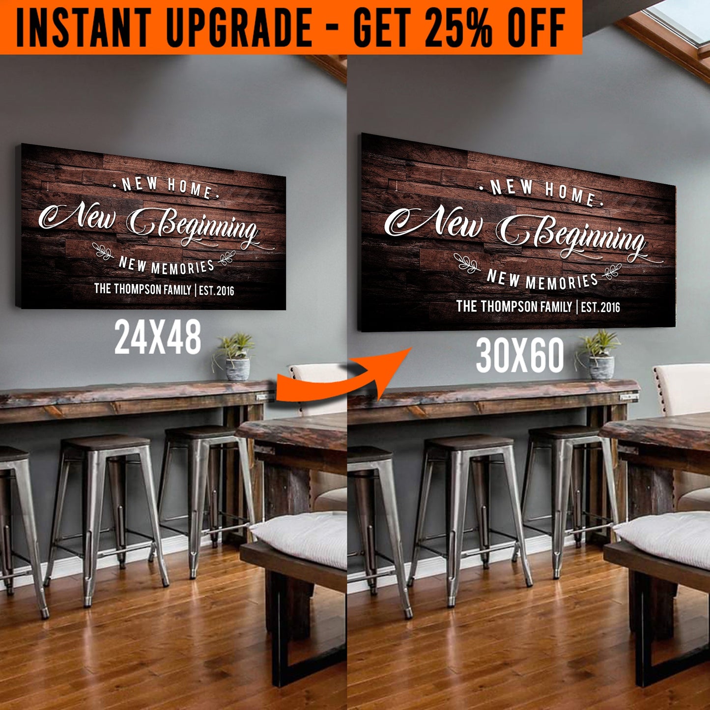 Upgrade Your 48x24 Inches 'New Home' (Style 1) Canvas To 60x30 Inches