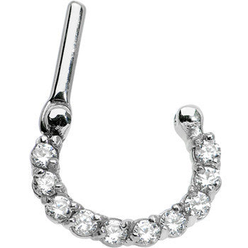16G 1/4 Surgical Steel Clear CZ Septum Clicker