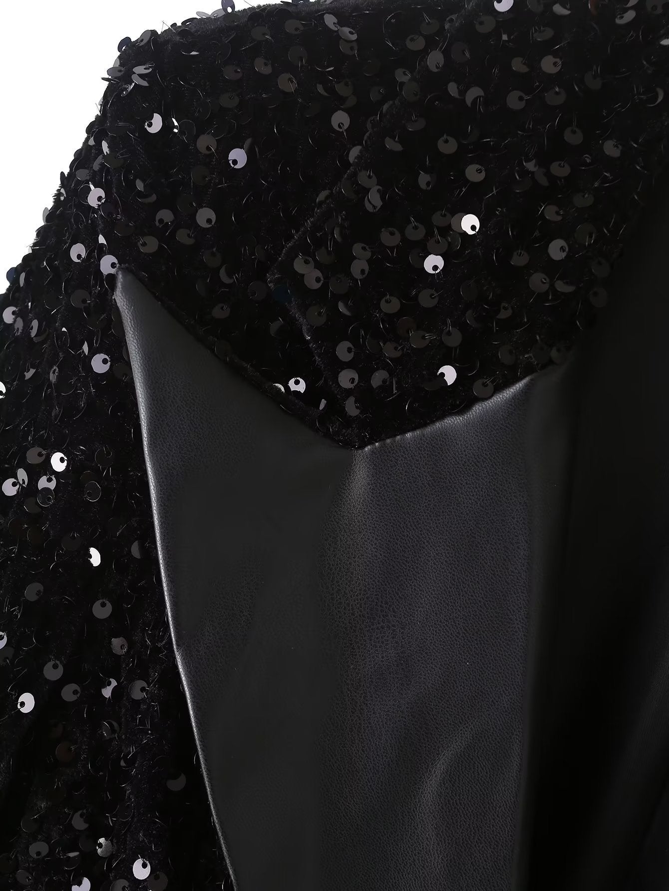 European And American Stitching Neckline Women's Casual Sequin Suit Women's Jacket
