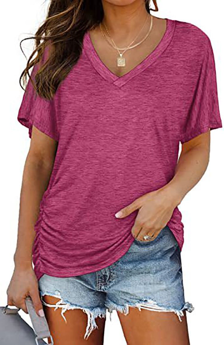 European-American V-Neck Loose Casual T-Shirt