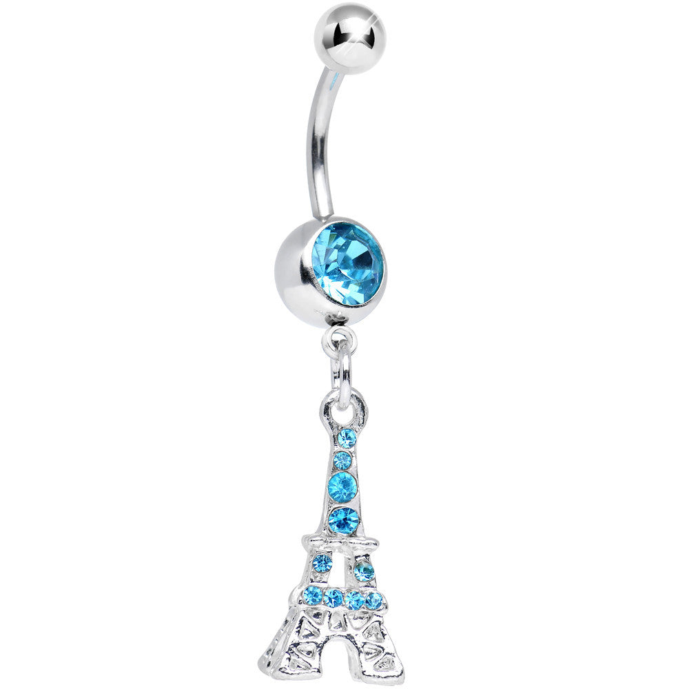 Aqua Gem Paris is for Love Eiffel Tower Dangle Belly Ring
