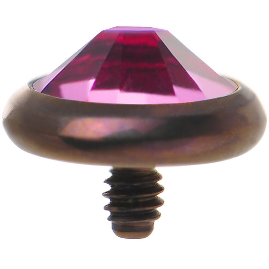 14G 5mm Pink Gem Bronze Anodized Titanium Dermal Top