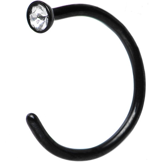 20G 5/16 Clear Gem Black Anodized Titanium Nose Hoop