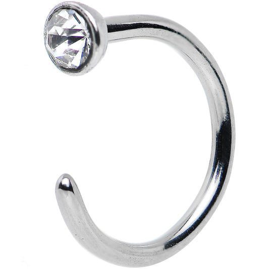 20G 1/4 Clear Gem Stainless Steel Nose Hoop