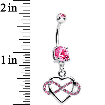 Pink Cubic Zirconia Infinite Love Heart Dangle Belly Ring