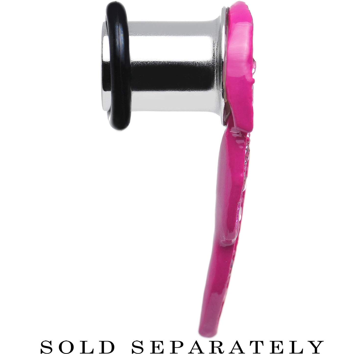 0G Pink Gem Brilliant Angel Wing Single Flare Steel Plug