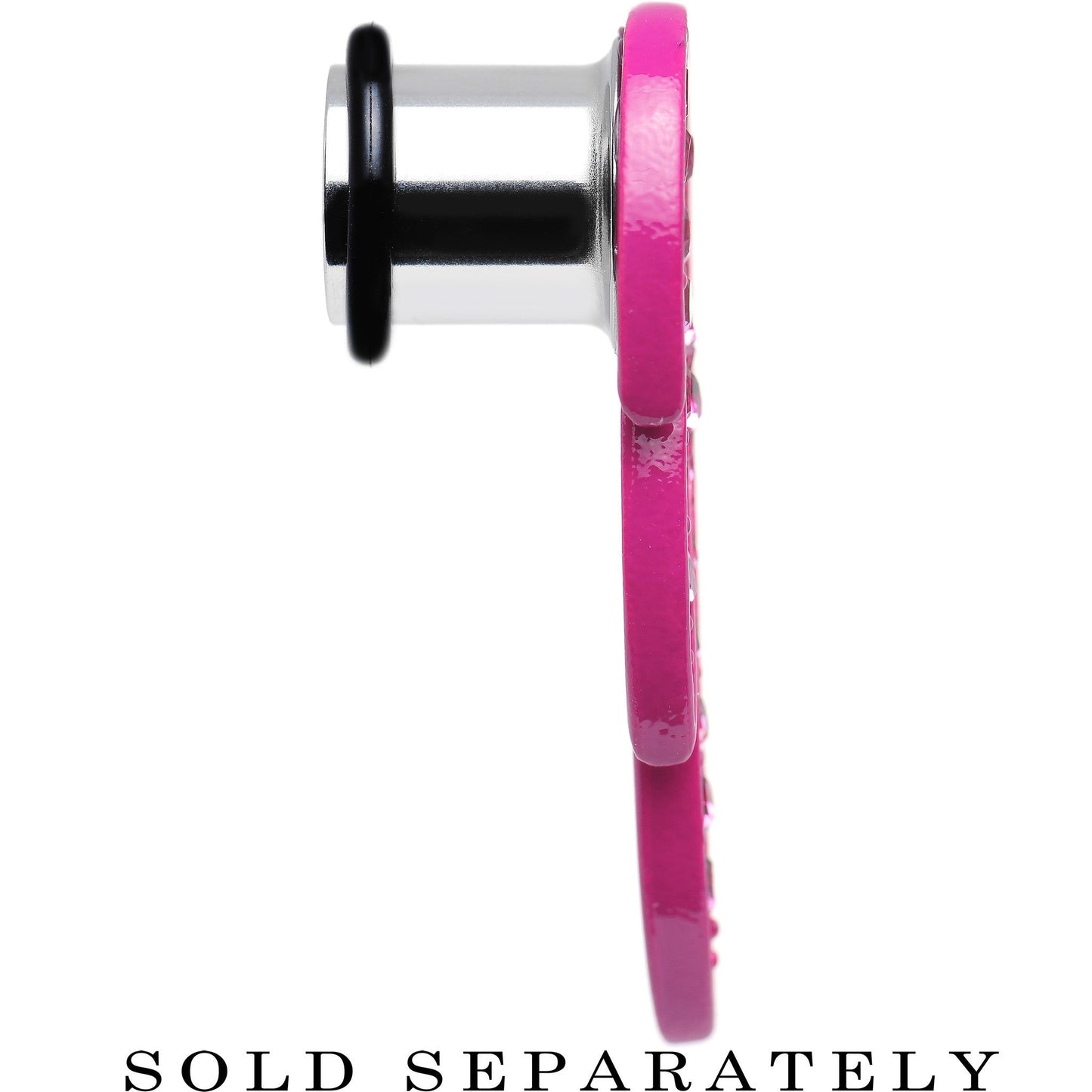 00G Pink Gem Brilliant Angel Wing Single Flare Steel Plug